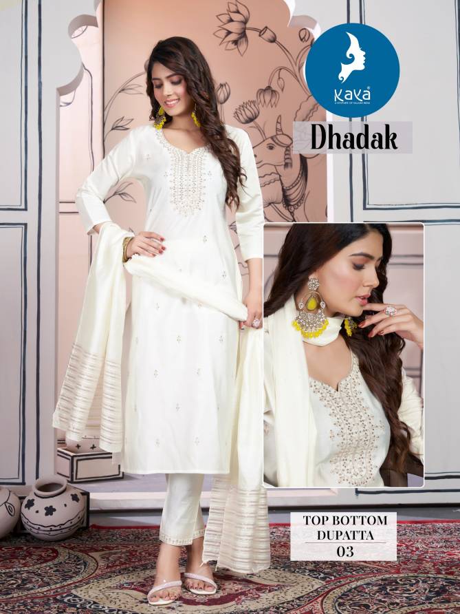 Dhadak By Kaya Roman Silk Straight Cut Kurti With Bottom Dupatta Wholesale Price In Surat